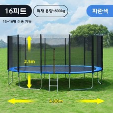 대형 트램폴린 방방이 점핑 야외 놀이터 안전망 점핑머신, 4.88m 파란색 (보호망+사다리)