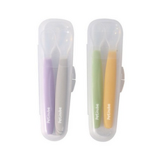 쁘띠누베 국내 제조 실리콘 이유식스푼, GRAY + PURPLE + GREEN + YELLOW, 2세트