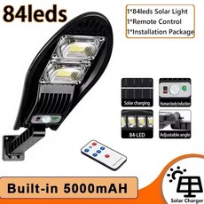 업그레이드된 168LED 태양광 가로등 야외 방수 LED 정원 벽 램프 각도 조절 가능 태양광 램프 내장 10000mA