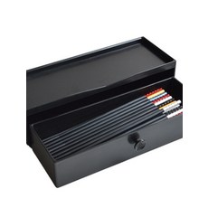 서랍식 수저통 젓가락 이자카야 선반 업소용 양념 일식 식기 길이 27.5cm 보관, 라지 더블 수저 수저통 블랙