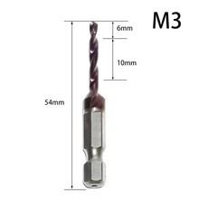 탭 드릴 비트 육각 섕크 HSS 나사 비트 기계 탭 M4 M5 M6 M8 M10 목재 알루미늄 다리미 전동 공구 1PC, M3
