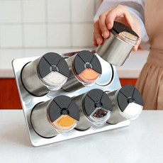 키텐실 다용도 밀폐 마그네틱 스테인리스 양념통 캠핑양념통 6P, 6개, 100ml