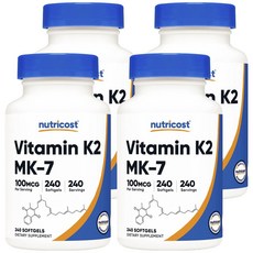 nutricost 維生素K2 MK-7 軟膠囊, 4個, 240錠