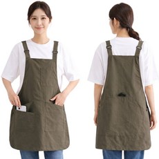 헤븐리 방수 양면 주방 카페 앞치마, 1개, 카키