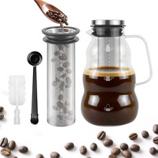 TRINIDa Cold Brew Pitcher 2000ml/67oz High Borosilicate Glass -4°F to 266°F Stainless Steel 15, 1개