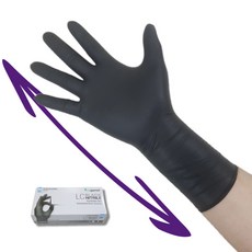 손목긴 얇은 니트릴장갑 100매 검정 고무장갑 팔목긴 식당용 주방용, 1개, S, 블랙