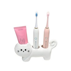 다온느루 고양이 칫솔 치약 거치대, 1개, 화이트 캣 거치대
