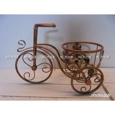House傢飾館 鄉村風格古銅金鐵製三輪車花架, 1個