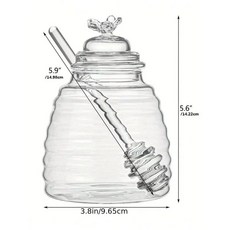 투명유리 꿀단지 항아리 시럽 저장병 투명 글라스 용기 꿀병 보관함, 1개