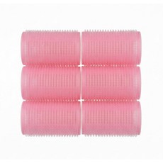 THE UM24 셀프 그립 헤어 롤러 세트 (6개) - 볼륨 및 웨이브용 대형 4.4cm(1.75인치) 후크 루프 컬러 모든 모발 유형에 맞는 내열성 스타일링 (핑크) 3151