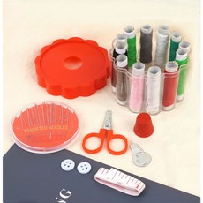 예뻐졌다 귀여운 바느질 세트 바늘 실 줄자 골무 가위 실끼우개 단추 보관케이스 구성 미니 반짇고리 필수템, 1개