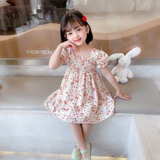 小不點兒 女童碎花洋裝 甜美泡泡袖公主裙