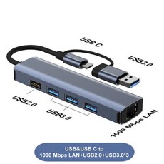 USB C허브 포트 확장 멀티 1000 Mbps C 이더넷 허브 3.0 c형- N 어댑터 RJ45 네트워크 인터넷 도킹 스테이션 분배기 노트북 PC 맥북134122, To 1000M LAN 4 USB, 02 To 000M LAN 4 USB