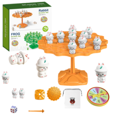 青蛙平衡樹 兔子平衡樹 平衡桌遊 益智玩具 訓練專注力 平衡遊戲 多人桌遊 朋友聚會, 1個, 兔子平衡樹(超取最多18盒), 橘白色