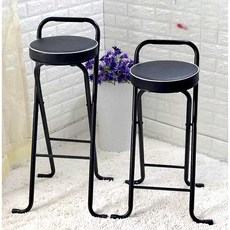 접이식 홈바 의자 키높이 화장대 높은의자 높이 49cm, 1개, 화이트블랙 두께패드  높이 65cm