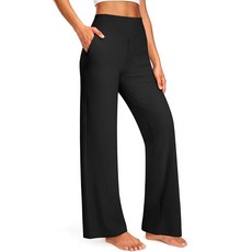 Blue Breath 요가 바지 여성용 주머니가 있는 와이드 레그 팬츠 하이 웨이스트 스트레치 드레스 캐주얼 스웨트팬츠 쁘띠/레귤러/톨 다크 버건디 3XL