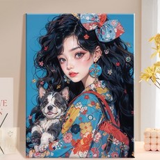 DIY 명화그리기 유화세트 집순이 취미 예쁜 소녀 그림그리기, 4, 40x50cm, 1개