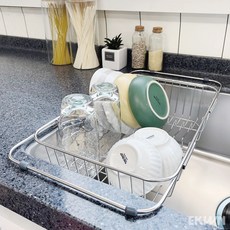 에쿤 사각길이조절 개수대 D형 싱크볼바구니 스텐채반 그릇건조대 싱크대건조망 수세미망, 길이조절 사각
