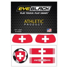 EYEBLACK 국가대표 국기 아이블랙 1쌍 + 축구 스트립 세트 (총 5 pcs) 월드컵 응원템 각종 스포츠 축구 야구 MADE IN USA, 1세트, 스위스 SWISS