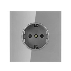 VISWE 전기 콘센트 16A 250V 블랙 풀 미러 크리스탈 강화 유리 소켓 EU 벽 소켓 홈, 01 빠른, 05 EU AC Gray