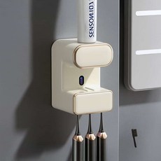 치약 자동디스펜서 칫솔살균기 아이보리 부착식 걸이 UVC 온열 위생 무타공