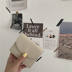 韓版新款純色簡約卡包多功能磁扣短款薄款小pu皮質時尚翻蓋零錢包