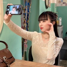 燒花長袖透膚日系蕾絲內搭 FW美衣 D2488