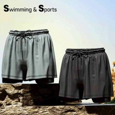 남성 이중 반바지 수영 운동복 쿨바지