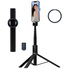 [170cm] 머레이 맥세이프 삼각대 휴대폰 셀카봉 블루투스 리모컨 스마트폰 휴대폰 셀카 거치대, 1개, 블랙