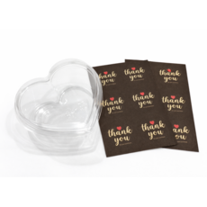 하트모양 디저트 답례품 투명용기 + 감성 스티커, 1세트, 12개