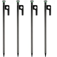 Zividodo 4팩 텐트 말뚝 튼튼한 금속 페그 25.4cm(10인치) 스틸 말뚝+형광 실리콘 링 + 바위 초원에서 사용되는 캠핑용 특수 가방 (25.4cm(10인치) -, 4팩 텐트 말뚝 튼튼한 금속 페그 25.4cm10인치