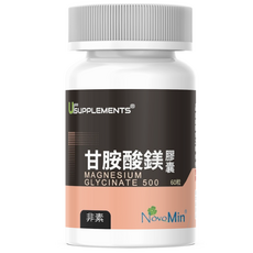 UrSupplements 甘胺酸鎂膠囊 幫助入睡 放鬆心情 非素食, 1個, 60顆