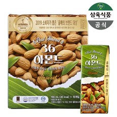 삼육 아몬드 언스위트 190ml 16팩, 16개