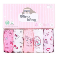 에코키즈 여아용 무형광 순면 블링블링 삼각팬티 5종 세트