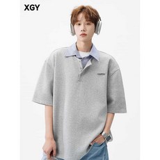 레이어드 스타일 카라 반팔티 남성용 폴로 셔츠 디자인 포인트 캐주얼룩