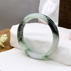 墨翠流煙款翡翠玉鐲 典雅半透明手鐲 內徑59.0mm 55.2克, 1個