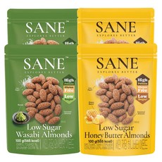 세인 저당 고단백 아몬드 허니버터맛2봉 + 와사비맛2봉, 4개, 100g