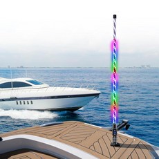 Obcursco 1.2m(4피트) 보트 내비게이션 선미 조명 IP68 방수 360° RGB 해양 조명 400개 이상의 다이나믹 모드 및 RF 제어 LED 나선형 보트 휩