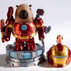 카피바라 아이언맨 변신 피규어 장난감 아이언바라 패키지 자석 마그네틱 컬러박스 3D 출력 조립 세트 Ironbara Capybara Iron Man, 1개