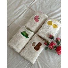 [2개 세트] 무형광 무염색 워시빕 타올턱받이 국내제작 이유식턱받이, 1개, [BEST] 피치콩,병아리콩 (2개 세트)