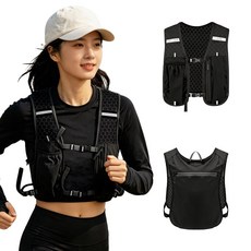 TUKKI 초경량 러닝조끼 남녀공용 트레일러닝 베스트 마라톤 조깅 등산 백팩 물통수납 가방, 블랙