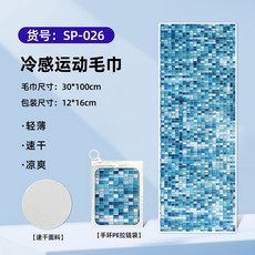 【戶外運動專用】健身跑步防暑吸汗冰感降溫運動毛巾數碼印花速幹巾SP-02630*100【PVC登山袋】, 1個, SP-026:30*100【PVC登山袋】