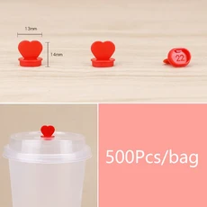 일회용 커피 컵 뚜껑 마개 주입 캡 하트 모양 원형 플러그 테이크아웃 포장 우유 차 컵 누출 방지 플, 01 Red