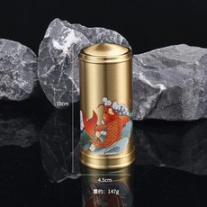 黃銅自動按壓牙簽筒, 1個, 黃銅, 錦鯉牙簽筒自動按壓