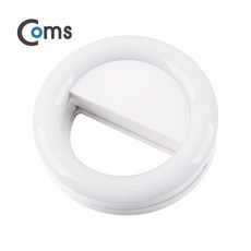 Coms 스마트폰 셀카 LED 조명 클립형 원형 화이트 / IB209, 1개