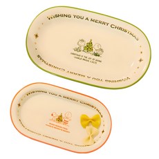 PEANUTS by SCHULZ 假日盤子 2件組, 1套, 紅色 + 綠色