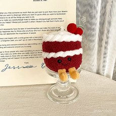 부드러운 촉감 미니 인형 가방 장식 귀여운 봉제 음식 재미있는 시뮬레이션 케이크 인형 디저트 장식 가방 장식 스시 선물 캐릭터 키링, 6-15cm, 레드 벨벳 케이크