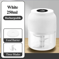 250ml 미니 무선 USB 충전식 전기 야채 쵸퍼 마늘 분쇄기 대한 주방 가제트에 음식, 02 White, 1개