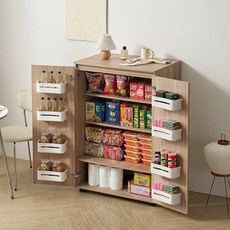 C31320 대용량 팬트리 양문 다용도 수납장 3colors, 오크베이지