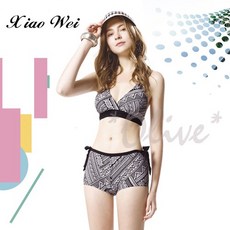 小薇的店 梅林品牌 流行幾何圖騰二件式比基尼泳裝 M7420 (M-L) 時尚顯瘦, L